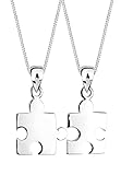 Elli Halskette Damen Puzzlestück Anhänger Set Partner Verbundenheit in 925 Sterling Silber