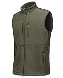 33,000ft Weste Herren Outdoor Wasserdichte Softshell Ärmellose Jacke Bodywarmer Fleece Weste Full Zipp Softshellweste Olivgrün L