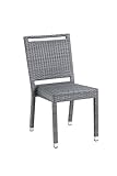 METRO Professional Gartenstuhl mit Handgriff Barbados, Aluminium/PE Rattan, 45 x 61 x 86 cm, Stapelbar, Wetterfest, 150 kg Tragkraft, Steingrau