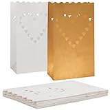 Kurtzy 20 STK Lichtertüten Papier - Papier Lampions Feuerfest Kerzentüten - Papier Laterne für Party Tischdeko, Events, Valentinstag, Verlobung, Hochzeit, Weihnachten