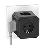 Steckdosenadapter Würfel, 5 Fach Steckdosenwürfel, Doppelstecker für Steckdose, Max 4000W(16A/250V), für Büro, Zuhause