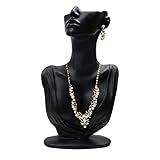 Homeanda Schaufensterpuppe, Büste, Ständer, Organizer, weißes Kunstharz, Ohrringe, Schmuck, Fotorequisit für Halsketten, tolles Geschenk(Schwarz-XL)