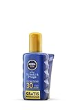 NIVEA SUN Schutz & Pflege Sonnenspray LSF 30 inkl. gratis Reisegröße (200 ml + 50 ml), Sonnencreme Spray für 48h Feuchtigkeit,  Sonnenschutz mit UVA/UVB-Filtersystem