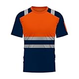 Generisch Warnschutz T Shirt Herren Warnkleidung Leicht Kurzarmshirt Kurzarm Hohe Sichtbarkeit Arbeitsshirt Warnshirt Reflektierend Arbeitshemd Hochsichtbares Bahn Tshirt Arbeits
