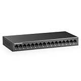 MokerLink 16 Port Gigabit Ethernet Switch, lüfterloser Metall-Rackmount Unmanaged Plug and Play Netzwerk-Switch