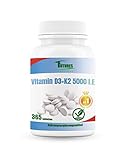 FUTURES NUTRITION 5000 I.E Vitamin D3 K2 Hochdosiert | Vegan | Beste Bioverfügbarkeit mit 99,7+% All-Trans Anteil | Nur 1 Tablette alle 5 Tage | Laborgeprüfte Reinheit | 365 Tabletten