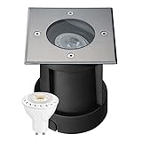 LEDANDO LED Bodeneinbaustrahler Set - Schwenkbar - 7W LED GU10 warmweiß - eckig - IP67