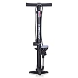 Dunlop Fahrradpumpe mit Manometer - Luftpumpe Fahrrad mit 2 Adaptern - für Alle Ventile - Dunlop, Presta und Schrader Ventil - Pumpe 11 Bar/160PSI - Kunststoff - Schwarz