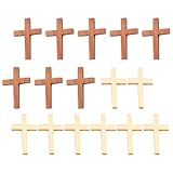 TEHAUX 20 Stück Holz Kreuzanhänger in Weiß und Braun Dekoratives Selbstgemacht Holzkreuz mit Sicherem Griff und Formstabil als Geschenk oder Wohnaccessoire