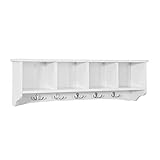 SoBuy® FRG48-L-W Wandgarderobe Wandhaken Hängeregal Badezimmerschrank mit 5 Haken weiß, B 72cm