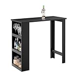 SoBuy Küchentheke Bartisch mit 3 Ablageflächen, Stehtisch für Kleine Räume, Hoher Tresentisch für Küche, Wohnzimmer oder Büro Schwarz 112 x 106 x 57 cm FWT17-II-SCH