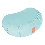 GORILLA SPORTS® Yoga-Kissen Halbmond Sitzhöhe 19 cm Hellblau – Meditationskissen mit waschbarem Baumwoll-Bezug und Bio-Dinkelfüllung