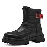 MARCO TOZZI Damen Stiefeletten ohne Absatz Winter mit Plateau, Schwarz (Black), 38 EU