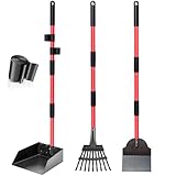 CJYMMFAN Hundekotschaufel Kehrschaufel, Rechen & Schaufel Mit Abfallsäcken, Hundekotsammler Langer Griff, Hundekot Scooper Für Garten & Laub