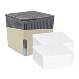 WENKO Raumentfeuchter Cube Set, Luftentfeuchter mit 2 x 500 g Granulat-Block, 13 x 13 x 13 cm, Beige