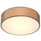 MONZANA® Deckenlampe Stoff Wohnzimmer Schlafzimmer E27 Taupe 38cm Rund 2-Flammig 40W Lampe Flur Küche Deckenstrahler Deckenleuchte Stoffdeckenlampe