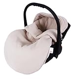 BabyLux Fußsack 90cm für Babyschale, Kinderwagen & Buggy, Minky, ideal für Frühling, Sommer Herbst &, warm & weich Kinderfußsack (Musselin - Beige)