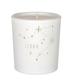 ORIGINALWAX Duft Kerze Sternzeichen Waage (Libra) aus Soja Wachs Weiß Handgemacht Duftkerzen Woodfire im Glas Tierkreiszeichen Vegan Candle 180g Geschenkidee 40 Stunden Brennen