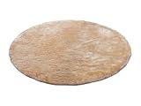 Vente-unique-Runder Hochflorteppich ultraweich - D. 200 cm - Dunkelbeige - Dolce