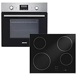 Einbauherd Set Backofen Umluft Grill Timer 60cm Glaskeramik-Kochfeld Touch Control rahmenlos