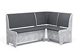 Rodnik Eckbank Tunis 150x120 cm, Sitzbank gepolstert, Truhenbank (Beton - Grau)