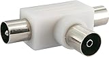 SCHWAIGER -ASV25 532- Aufsteckverteiler 2-Fach TV für Kabel- und Antennenanlagen/ 1x IEC-Buchse  2X IEC Stecker/weiß