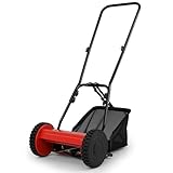 RELAX4LIFE Spindelmäher Hand Rasenmäher mit 30cm Schnittbreite & 5 Messern & 4-stufig Schnitthöheneinstellung 15-40mm & 18,5 Liter Fangkorb, Handrasenmäher Manuell zur Rasenpflege