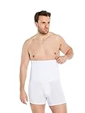 FINN Shapewear Boxershorts Herren mit Bauch-Weg Effekt - Figurformende Body-Shaper Kompressionsshorts - Miederpants Unterhose mit hoher Taille für Männer aus Baumwolle Weiß Weiss L