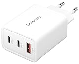 Intenso Power Adapter W65ACC, USB Netzteil mit 1 USB-A und 2 USB-C Anschlüssen, energie sparender GaN-Technologie und 65 Watt, weiß