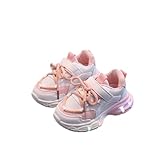 Mädchen Neue Glänzende Sportschuhe Kinder Weiche Sohlen Rutschfest Lässig Alle Bequem Atmungsaktiv Baby Slip-on Schuhe, P 023 Pink, 44 EU