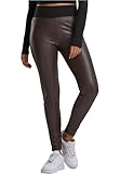 Urban Classics Damen Ladies Faux Leather High Waist Leggings Brown, XL