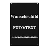 Schild selbst gestalten mit Wunschtext, Personalisiert Schildermit eigenem Text, Bild, Symbolen, personalisierbar & wetterfest, für Parken, Wegweiser, Pferde, Hunde (Aluminium,8×12in-Vertikal)