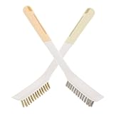 Sewroro 2 Stück Küchenreinigungsbürsten aus Kupferdraht und Nylon Ölfleckenentferner mit Griff Herd und Ofenbürste für Gasherde und Arbeitsplatten