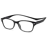 NEUE VISION Lesebrille Herren und Damen, Klassischer Stil mit Magnetverschluss Hinten - Lesehilfe (Schwarz, 1.5 Dioptrien)