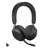 Jabra Evolve2 75 Wireless PC Headset with 8-Microphone Technology - Dual Foam Stereo Headphones with adjustable Advanced Active Noise Cancellation, USB-C Bluetooth Adapter and UC Compatibility - Black