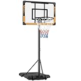 Yaheetech höhenverstellbarer Basketballständer, Basketballkorb mit Rollen, Mobile Basketballanlage Wasser/Sand Befüllbar, Korbanlage für Innen-/Außenbereich 216 cm – 246 cm Braun, Schwarz