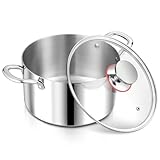 Kochtopf, Herogo Edelstahl Kochtopf Induktion mit Glasdeckel, Ø 22 cm / 5 L Suppentopf Fleischtopf Nudeltopf Spaghettitopf zum Kochen, Gesund & Unbeschichtet, Backofenfest, Silber poliert…