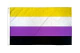 AZ FLAG - Flagge Non-Binary Stolz - 150x90 cm - Genderqueere Fahne 100% Polyester mit Messing-Ösen - 110g