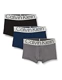 Calvin Klein Herren 3er Pack Boxershorts Low Rise Trunks mit Stretch, Mehrfarbig (Blue Shadow/Grey Sky/Black), XS