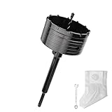 102MM Bohrkrone (XXL-Zähne) schwarz set mit 220mm SDS plus verlängerung und 4-Schneidigen Zentrierbohrer 8x110mm,Wandlochsägebohrer für Mauerwerk und Beton