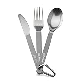 Esbit Titan Besteck Set - hochwertiges Camping Besteck mit Gabel, Messer und Löffel - ultraleichtes Besteckset mit Nylontasche, Grau