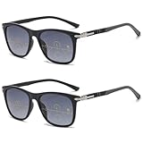 KOOSUFA Mode Bifokale Sonnen Lesebrille Progressive Sonnenbrille Lesesonnenbrille Blaulichtfilter Herren Damen TR90 Federscharnier Sonnenleser Lesehilfe Outdoor Lesebrillen 2x Graue Linsen, 3.0