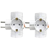 Doppelstecker für Steckdose, 2 Stücke Mehrfachsteckdose ohne Kabel, Steckdosen Adapter, 3 Fach Steckdosenleiste mit Schalter 250V/16A, Steckdosenadapter für Büro (3 Fach Mehrfachsteckdose-Weiß)