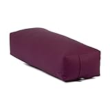 Bodhi Yoga Salamba Bolster Eco | Waschbarer Bezug aus 100% Bio-Baumwolle | Yogarolle eckig mit Bio Dinkelfüllung | Yogakissen groß für Restoratives Yoga | Maße: 63,5 x 26,5 x 20,5 cm (aubergine)