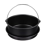 TIDTALEO Airfryer Zubehör Carbonstahl Antihaft Kuchenkorb und Pizzablech für Heißluftfritteusen Vielseitig für Kuchen Pizza Fleisch und Desserts Geeignet