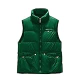 Heizung Mit Akku Damen geeignet für und Winter, einfarbig, kurze Daunenweste, Faux-Daunenweste Mantel Damen Warm (Green, M)