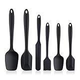 Kitchen Silicone Spatula 6-teiliges Silikon-Spatel-Set, antihaftbeschichtet, hitzebeständig, verdickter Spatel, Ölpinsel, Kochen, Backmischung, Backen(Black suit)