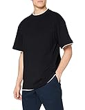 Urban Classics Herren Bekleidung Contrast Tall Tee T shirt, Schwarz (Blk/Wht), 4XL Große Größen EU