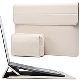 HYZUO 13 Zoll Laptop Hülle mit Standfunktion für 2025-2018 MacBook Air 13 M4 M3 M2 M1, 2025-2016 MacBook Pro 13 M2 M1, 13 iPad Pro/Air M4 M2 2024, Surface Pro 11/10/9/8, mit Kleine Tasche, Beige