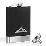 KWANITHINK Flachmann Edelstahl, 8oz/227ml Hip Flask mit Trichter, Vatertagsgeschenk Flachmann Whisky, Geschenk für Männer, Outdoor Flachmann für Wandern Hochzeit Camping Klettern Picknick